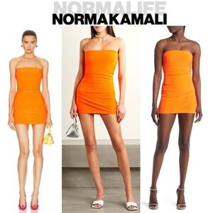 NORMA KAMALI Strapless Pickleball Mini Dress in SOS sz M New Womens Jersey